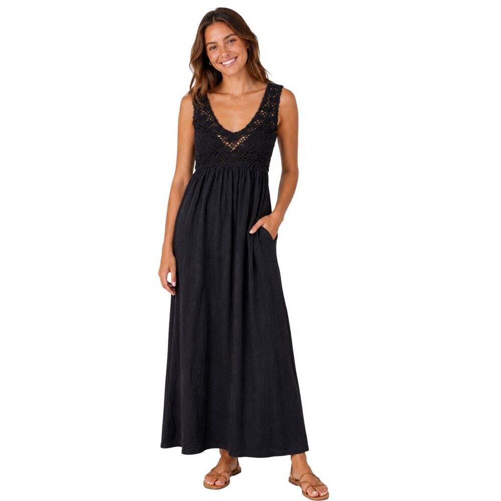 aerie Crochet Maxi Dress - Size Small - Black